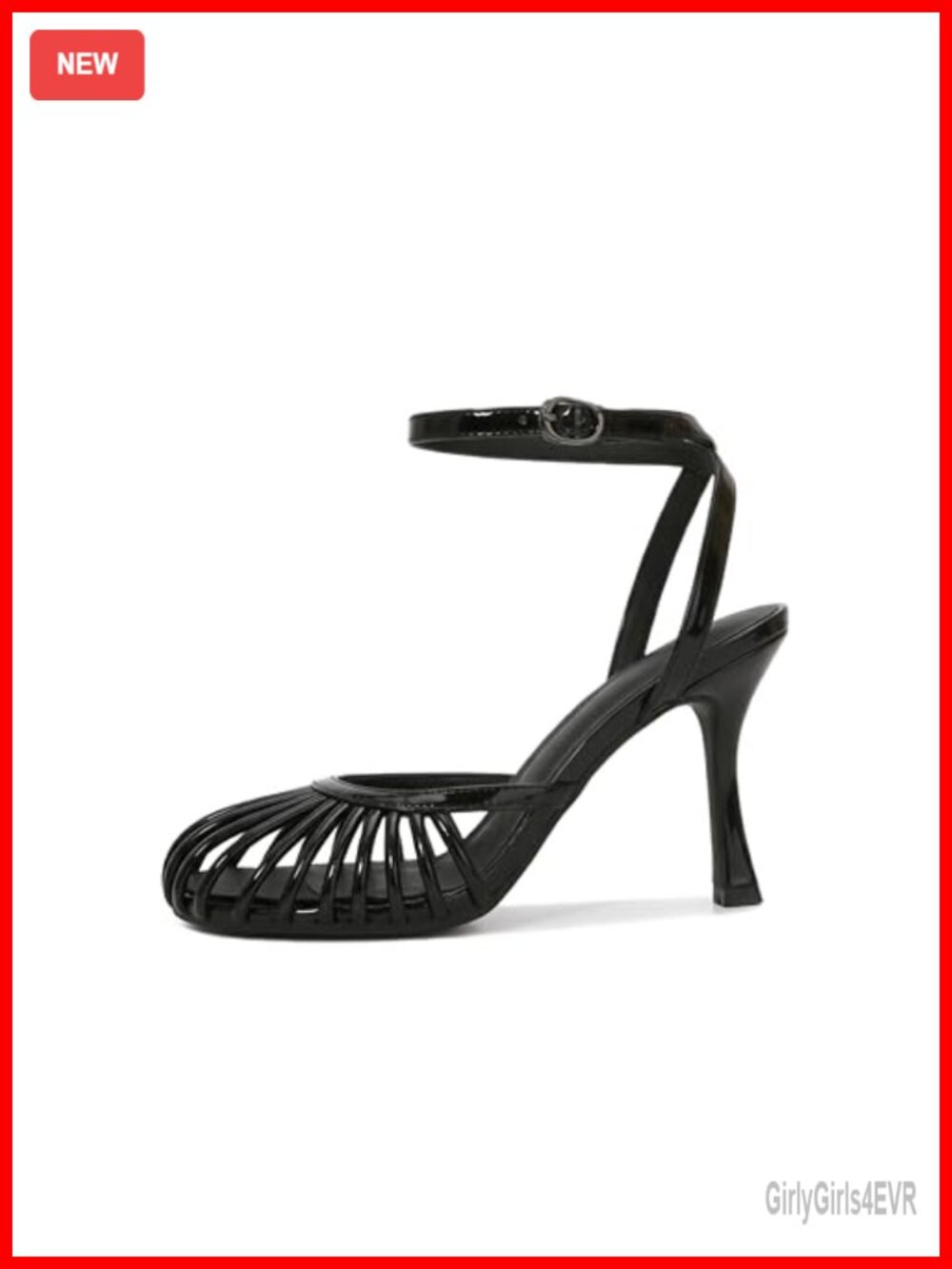Strappy Kitten Heels Square Toe Stiletto Sandals Ankle Strap Faux Leather